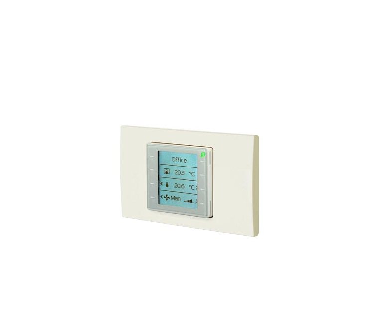 Модуль комнатный с KNX PL-Link, датчиком температуры, конфигурируемый с горизонтальной белой рамкой (3 горизонтальных модуля) — оборудование Siemens